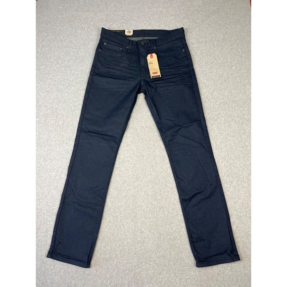 Levis 511 Jeans Mens 34x34 Black Indigo Slim Fit Straight Leg Stretch Dark Wash - Picture 1 of 13